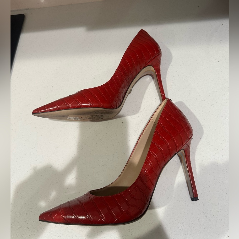Sam Edelman Red Croc-Pattern Heels - Picture 2 of 6